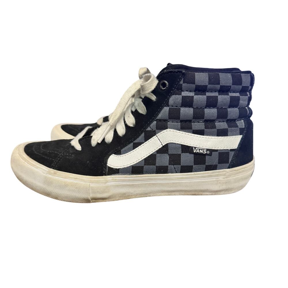 Vans SK8 Hi Sneakers Men's Size 7.5 Gray Check Reflective Shoes Lace Up High Top